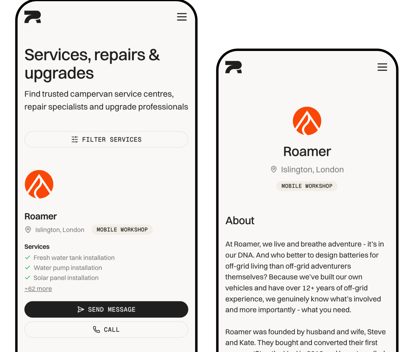 Service business profile on Built to Roam