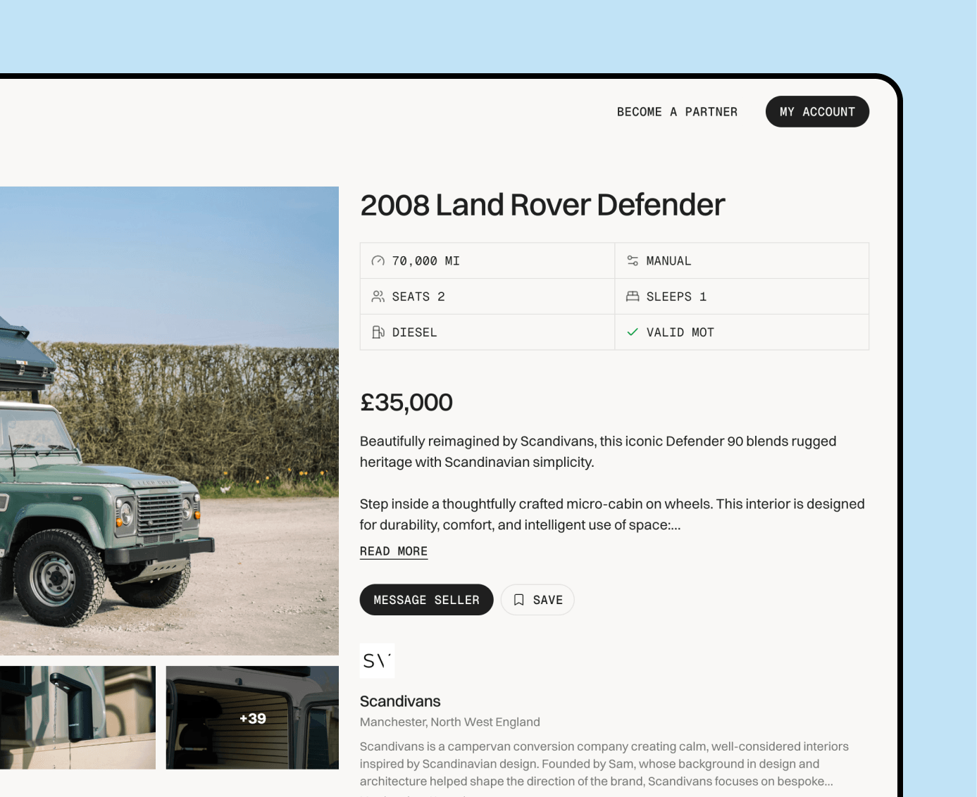 Campervan advert listing